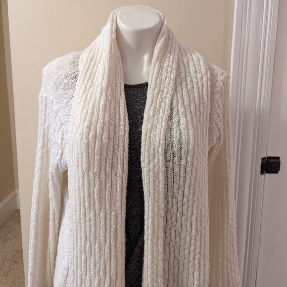 Mode de Paris by saga cream open front cardigan w/ oversized drap detail size M - Picture 4 of 8